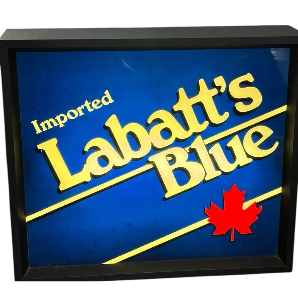 Vtg‎ Labatt’s Blue Imported Beer Lighted Bar Sign Shadow Box Man Cave Breweriana